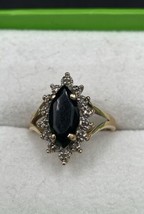 10K Solid Yellow Gold Onyx &amp; Diamond Accent Ring, 2.8 G. - £216.83 GBP
