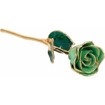 24k Gold Dipped Peridot Colored Lacquer Real Rose Valentine&#39;s Day Holiday Gift - £76.66 GBP