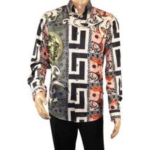 Mens Stacy Adams Medallion Lion Print Sports Shirt Stage Singer 4951 Gray Multi image 7