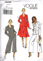 Vogue V9336 Misses Jacket, Pants and Skirt  Size 14 to 22 Sewing Pattern - $25.07