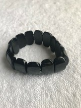 Vintage Black onyx ? Bracelet elastic beads 3.5 inch - £21.98 GBP