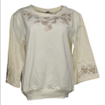 The Muses Closet Embroidered Bell Sleeve Knit Top (Ivory, Small) A393711 - £18.87 GBP
