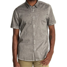 John Varvatos Men&#39;s Short Sleeve Jasper Edgy Garment Washed Shirt Grey Sky XL - £62.25 GBP