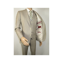 Men Suit BERLUSCONI Turkey 100% Italian Wool Super 180's 3pc Vested #Ber13 Beige image 6
