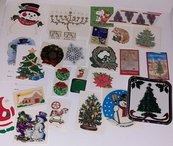 Vintage Christmas Holiday Stickers 80s Lot Santa Claus Prismatic Metallic FUN - £7.90 GBP