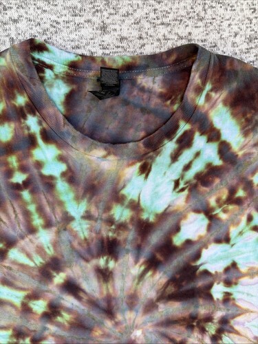 NEW Gilden Men’s Bright Green Brown Spiral Ice Tie Dye Short Sleeve Shirt 2XL Item image 7