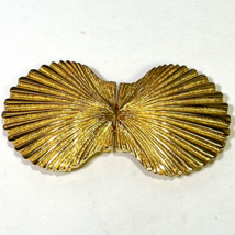 Vintage Dotty Smith Gold Toned Sea Shell Scallop 2 Piece Belt Buckle - £21.90 GBP