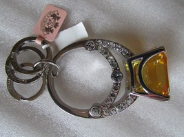 Juicy Couture Key Ring Fob Purse Charm BIG Engagement Ring Square Stone New - £114.32 GBP