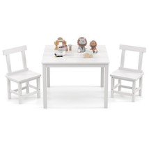 Wooden Kids Table and 2 Chairs Set with Anti-slip Foot Pads-White - Colo... - $223.03 CAD