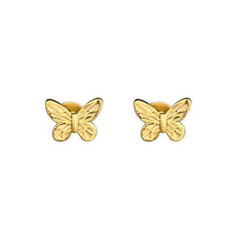 1PCs Minimalist Flying Butterfly Stud 18k Yellow Gold Plated Flat Screw Earrings - £32.25 GBP+