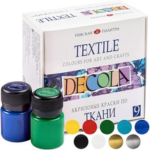 Decola Acrylic Textile Paint Set 9 colors х 20 ml by Nevskaya Palitra Ru... - £23.64 GBP