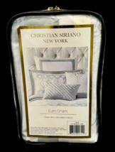 Christian Siriano Euro Sham 26 x 26" Java White Gray Yellow Border Conte... - $19.80