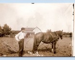 RPPC Farm Scene Farmer Horse Named Subject William Weiss Vacation? Postc... - $9.85