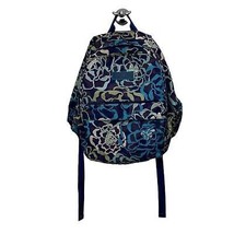 Vera Bradley Blue Green &amp; White Floral Backpack 11x15x6 Nylon Preppy - £18.87 GBP
