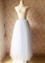 LIGHT BLUE Floor Length Tulle skirt Women Plus Size Wedding Tulle Skirt image 3
