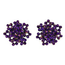 Glitzy Purple Crystal Bead Cluster Clip-on Earrings - £15.86 GBP
