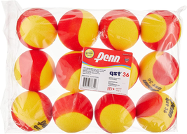 Tennis Balls Youth Foam Red Balls For Beginners 12 Ball Polybag NEW - $53.55