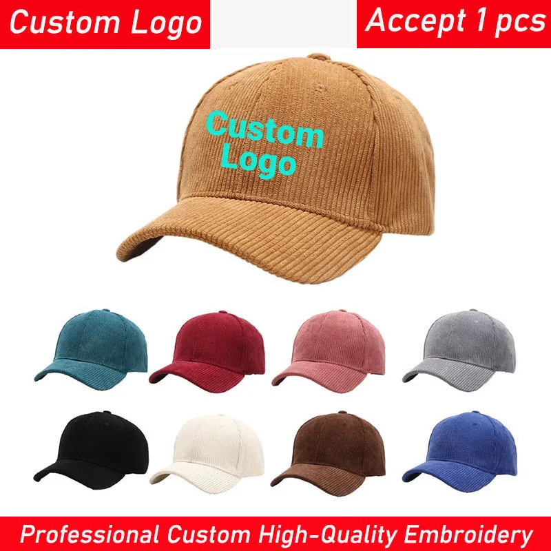 Custom Baseball Caps Professional Custom High Quality Embroidered Corduroy - £12.53 GBP+