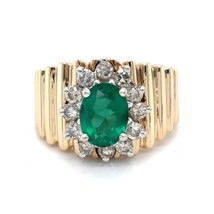Emerald Solitaire & Diamond 14K Yellow Gold Ring 5.8g Size 5 - $92,591.15 MXN