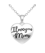 I love you mom Heart Necklace 925 Sterling Silver Pendant - $27.72