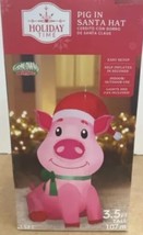 Airblown Inflatables 3.5 Foot Christmas Pig in Santa Hat Decoration - £21.75 GBP