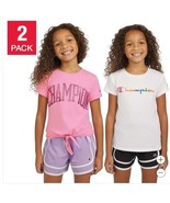 Champion Boys Girls T-Shirts Pink White 2-Pck Short Sleeves Crewneck Lig... - $32.99