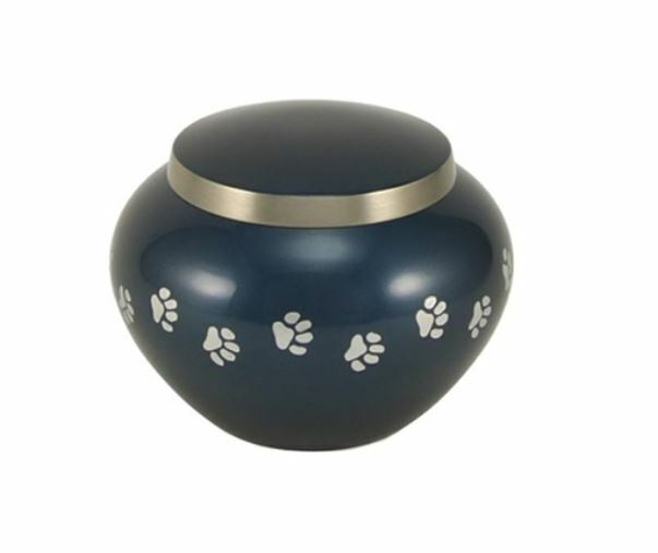 Small/Keepsake Blue Brass Quest Funeral Cremation Urn, 25 cubic inches ...