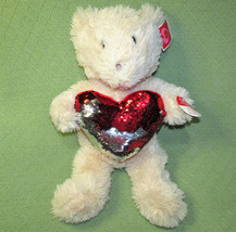 Dan Dee 20&quot; Teddy Plush Sequin Heart Color Change Bear Tags Attached Red Silver - £12.58 GBP