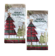 Christmas Tree Paper Napkins Tartan Plaid Guest Towels 20 CT 2 Pks Chris... - £16.74 GBP