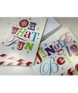22 Jingle Bells Oh What Fun Christmas Greeting Cards Pastel Pink Blue Gr... - $17.81