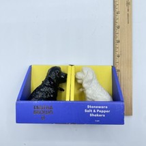 NEW Tabitha Brown Black &amp; White Dog Ceramic Salt &amp; Pepper Shaker Set Stoneware - £19.46 GBP