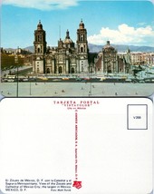 Mexico City View of the Zocalo &amp; Cathedral Catholic Church Vintage Postcard - £7.34 GBP