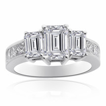 4.11 Carat Diamond Three Stone Engagement Ring 14K White Gold - £12,206.76 GBP
