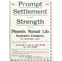 Phoenix Mutual Life Insurance Co 1899 Advertisement Victorian Connecticu... - $19.99