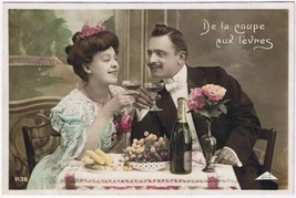 Postcard Romantic Couple From The Cup To The Lips A JLC - £4.03 GBP