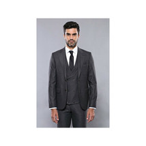 Men 3pc European Vested Suit WESSI  J.VALINTIN Extra Slim Fit JV15 Charcoal Gray image 6