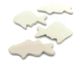 4Pc Artisan Fish Shape Handmade Ceramic Bisque Ready To Paint, Unpainted Tile - £13.70 GBP