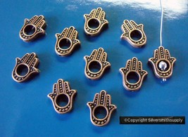 HAMSA Fatima hand spacer beads charms pendants 10 Ant copper plated bead... - £1.53 GBP