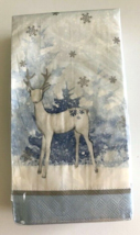 Christmas Reindeer Paper Napkins Towels Blue Buffet 40 ct Snowflakes Hol... - $24.38