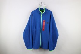 New Lands End Mens Size XL Grid Fleece Full Zip Jacket Blue Polyester - $64.30