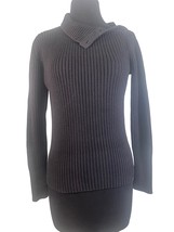 J Jill Black Ribbed Turtleneck Sweater Size XSmall Button Neck - £10.86 GBP