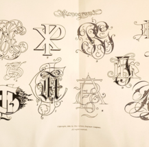 1899 Monograms Ornamentation Victorian Lettering Example Penmanship DWH5A - $29.99
