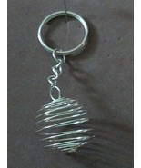 Spiral Cage Keychain 25x30mm Silver Tone - $8.90