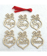 6 Pcs Christmas Decorations Wooden Ornament Xmas Tree Hanging Pendant Or... - £12.34 GBP