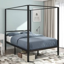 Full size Modern Four Poster Metal Canopy Bed in Black Finish - $5,951.21 MXN