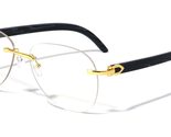 Rimless Aviator Clear Lens Wood Temple Sunglasses (Gold Dark) - £9.98 GBP+