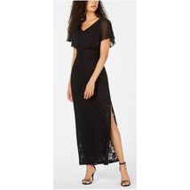 Connected Apparel Womens 6 Black Sequined Lace Overlay Long Dress NWT BW31 - £42.92 GBP