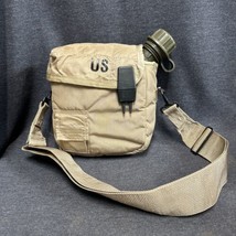 USGI Desert Storm Tan 2Qt Canteen Cover Carrier W/ Canteen &amp; Strap Marke... - $12.87