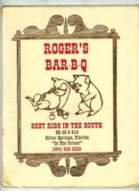 Roger&#39;s Bar-B-Q Menu Best Ribs in the South in Silver Springs Florida  - £14.22 GBP