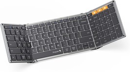 Foldable Bluetooth Keyboard, XK01 Full Size Folding Wireless Keyboard with Numbe - £61.81 GBP